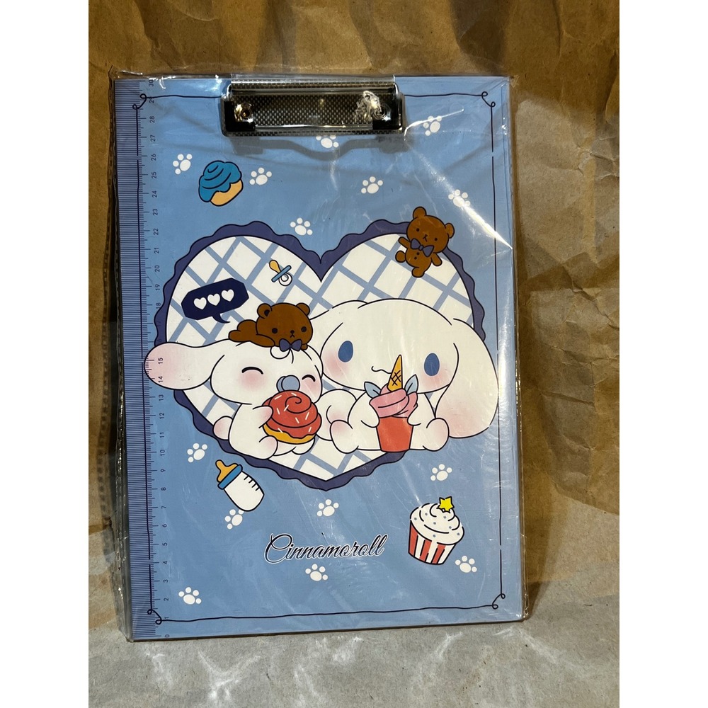 Sanrio OS Cinnamoroll Clipboard Blue Heart Kawaii Stationery Ruler D-718